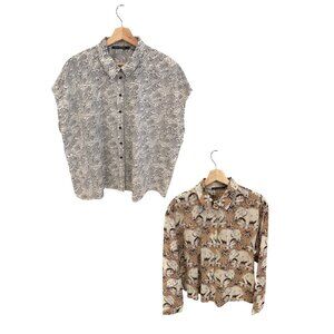 Monoprix Femme Women’s Button Up Shirt Lot Size 46 (US L/XL) – Graphic Elephant